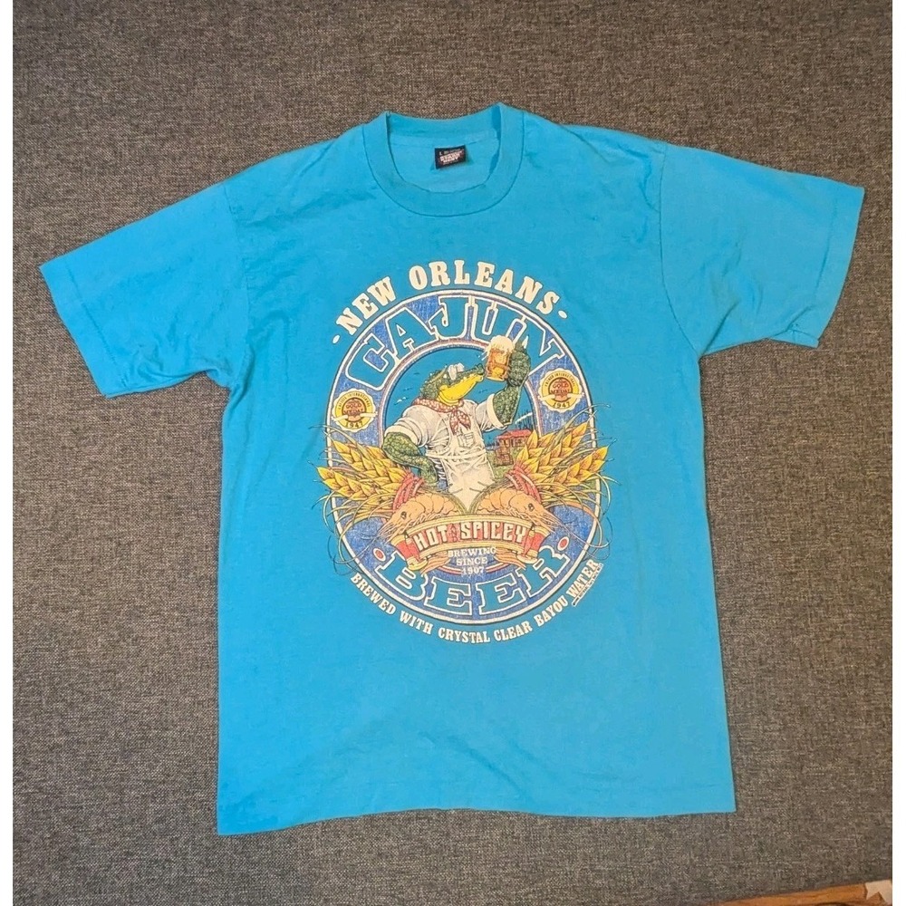 Vintage New Orleans Cajun Beer Shirt Hot & Spicy Single Stitch USA Made Large